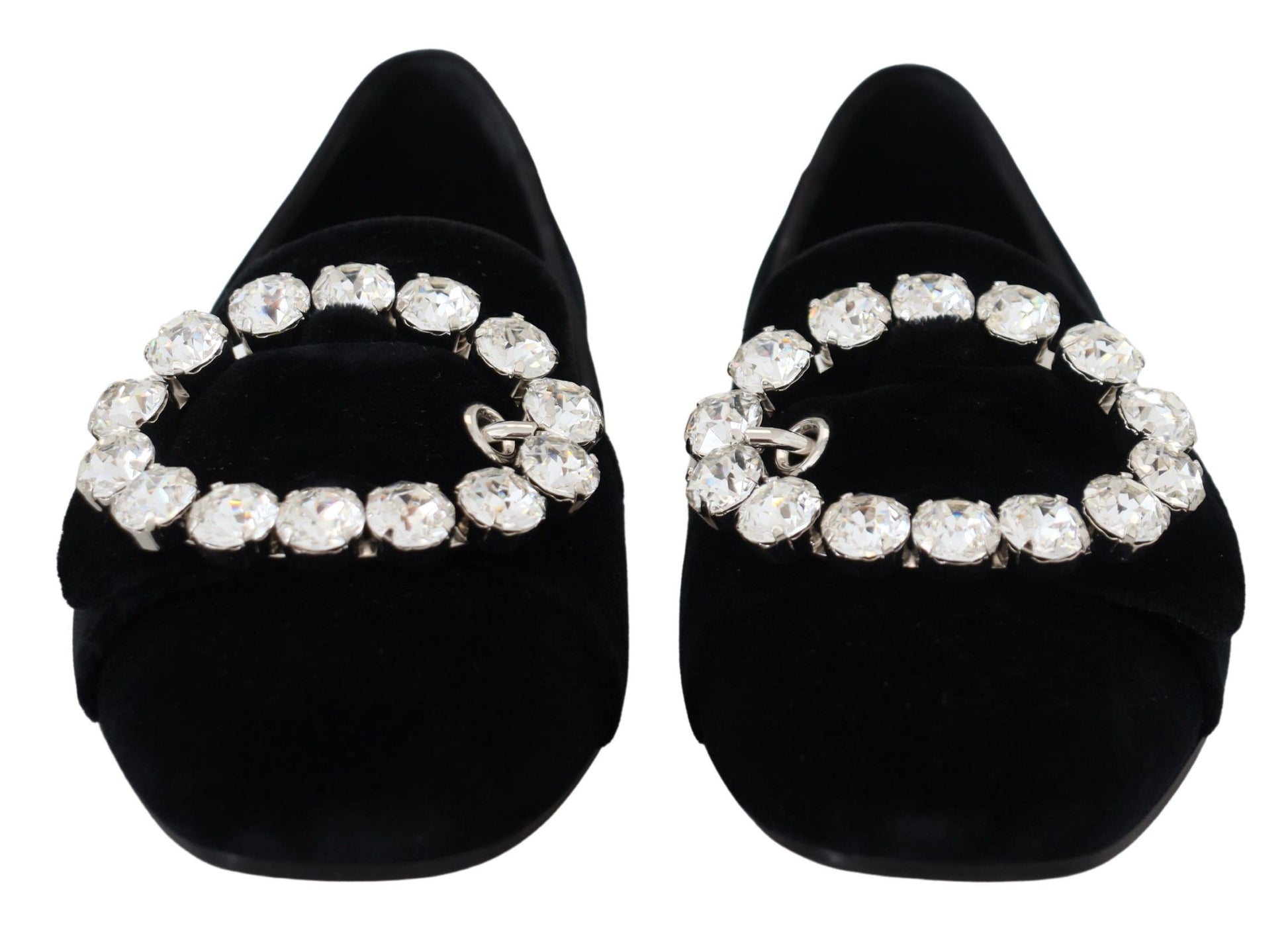 Mocassins plats Dolce &amp; Gabbana en velours noir avec cristaux