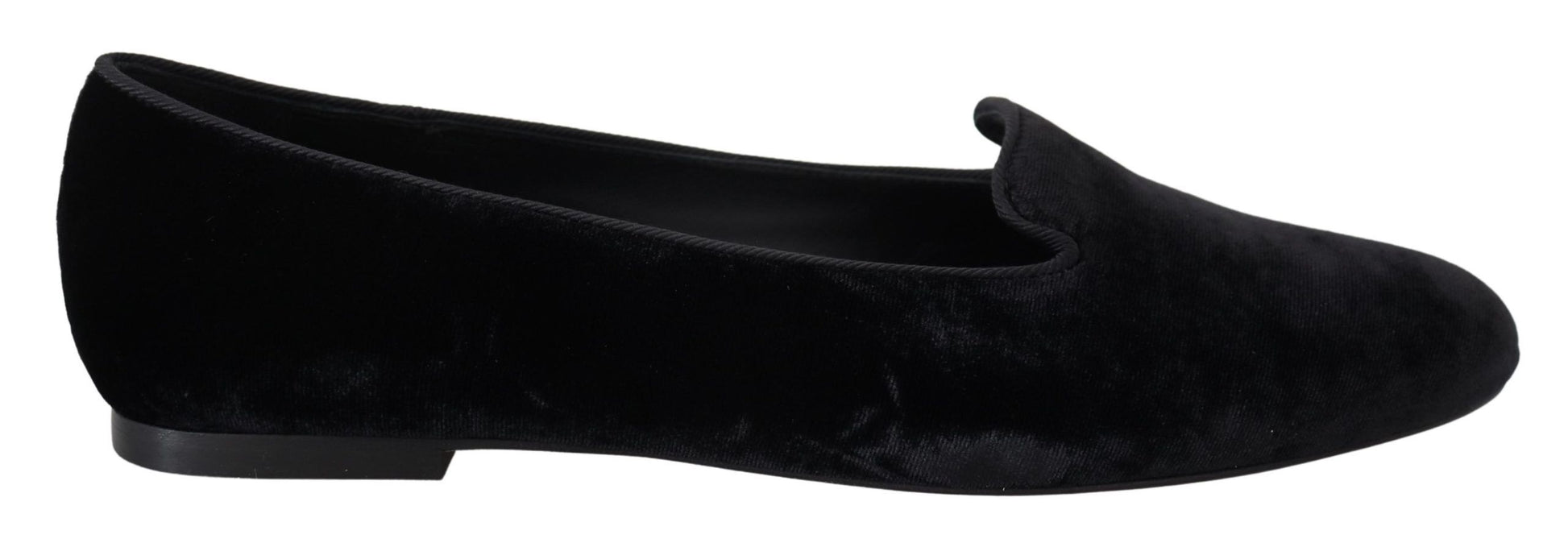 Mocassins plats à enfiler en velours noir Dolce &amp; Gabbana