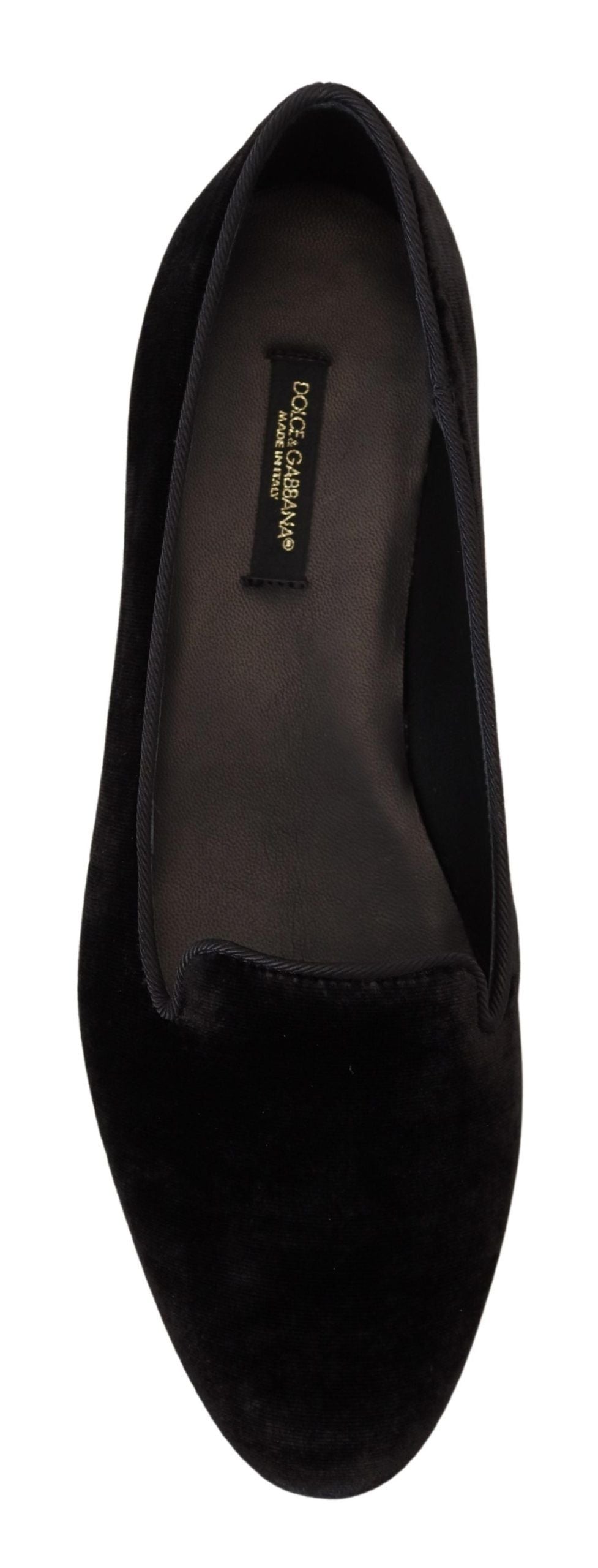 Mocassins plats à enfiler en velours noir Dolce &amp; Gabbana