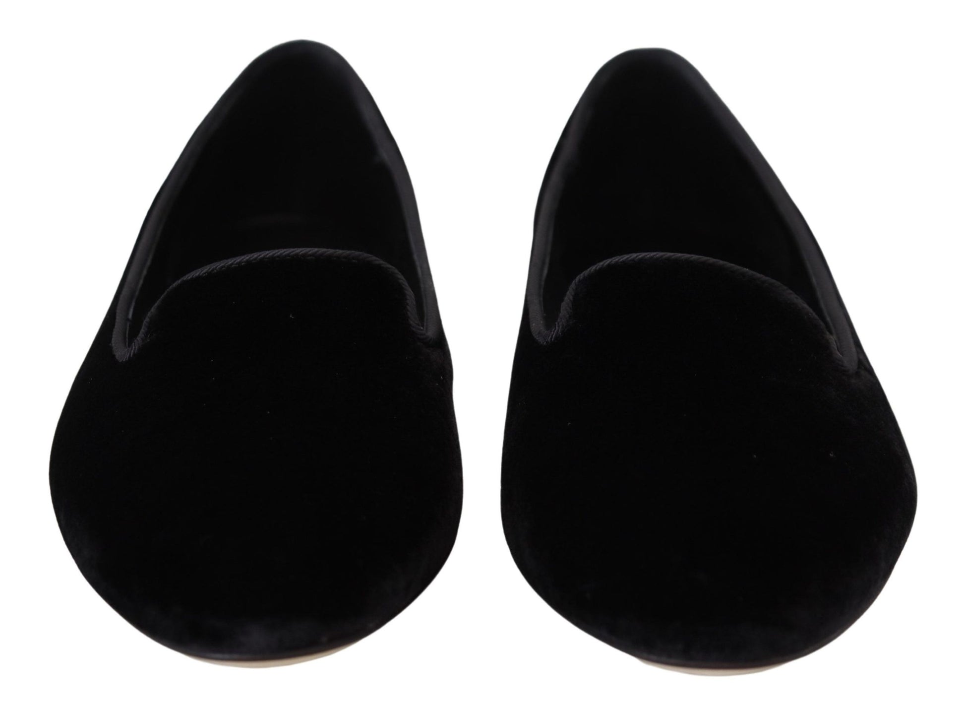 Mocassins plats à enfiler en velours noir Dolce &amp; Gabbana