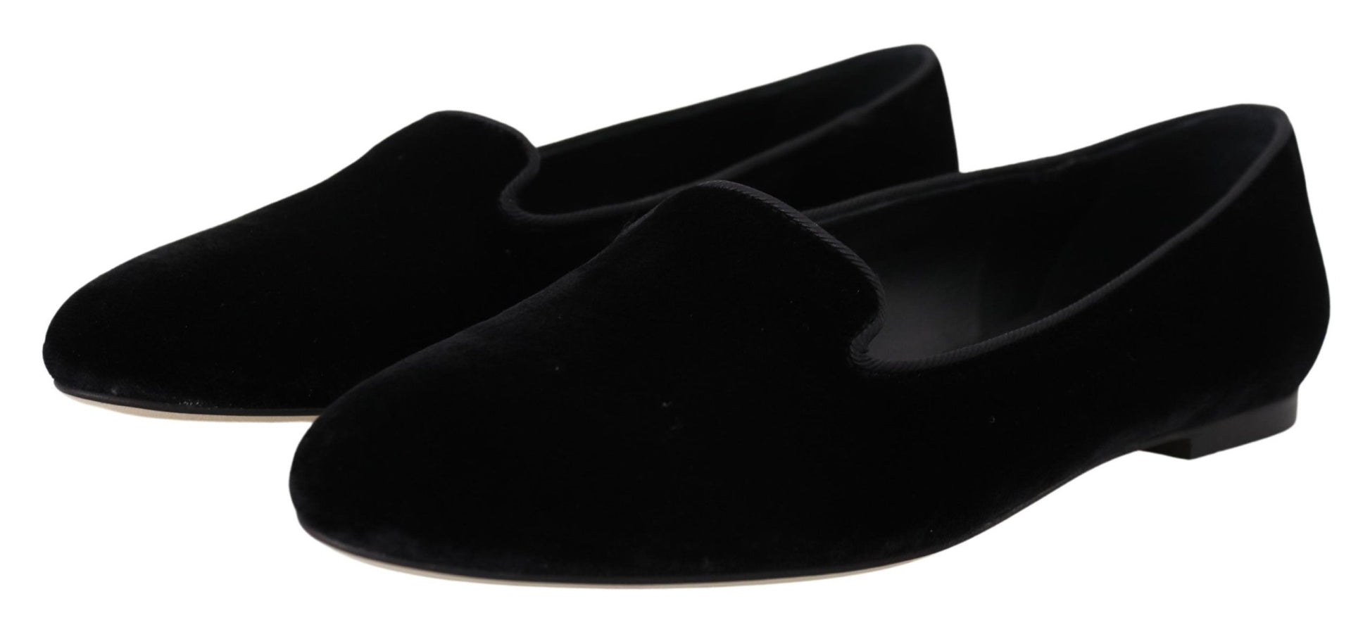 Mocassins plats à enfiler en velours noir Dolce &amp; Gabbana
