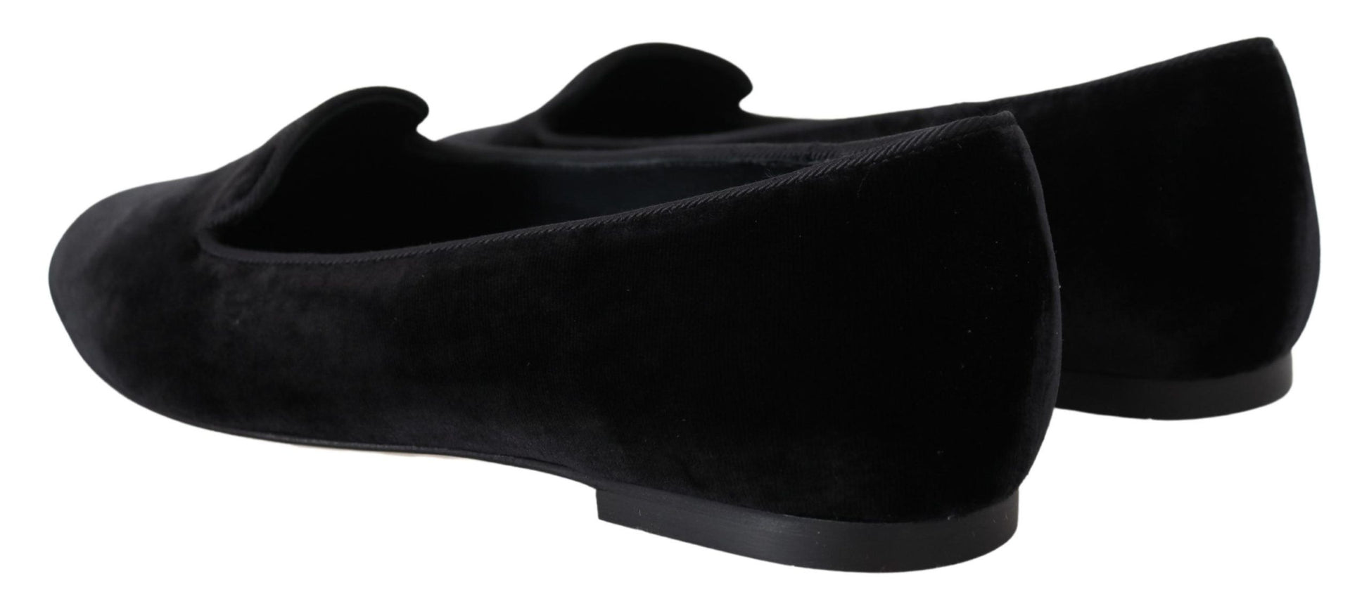 Mocassins plats à enfiler en velours noir Dolce &amp; Gabbana