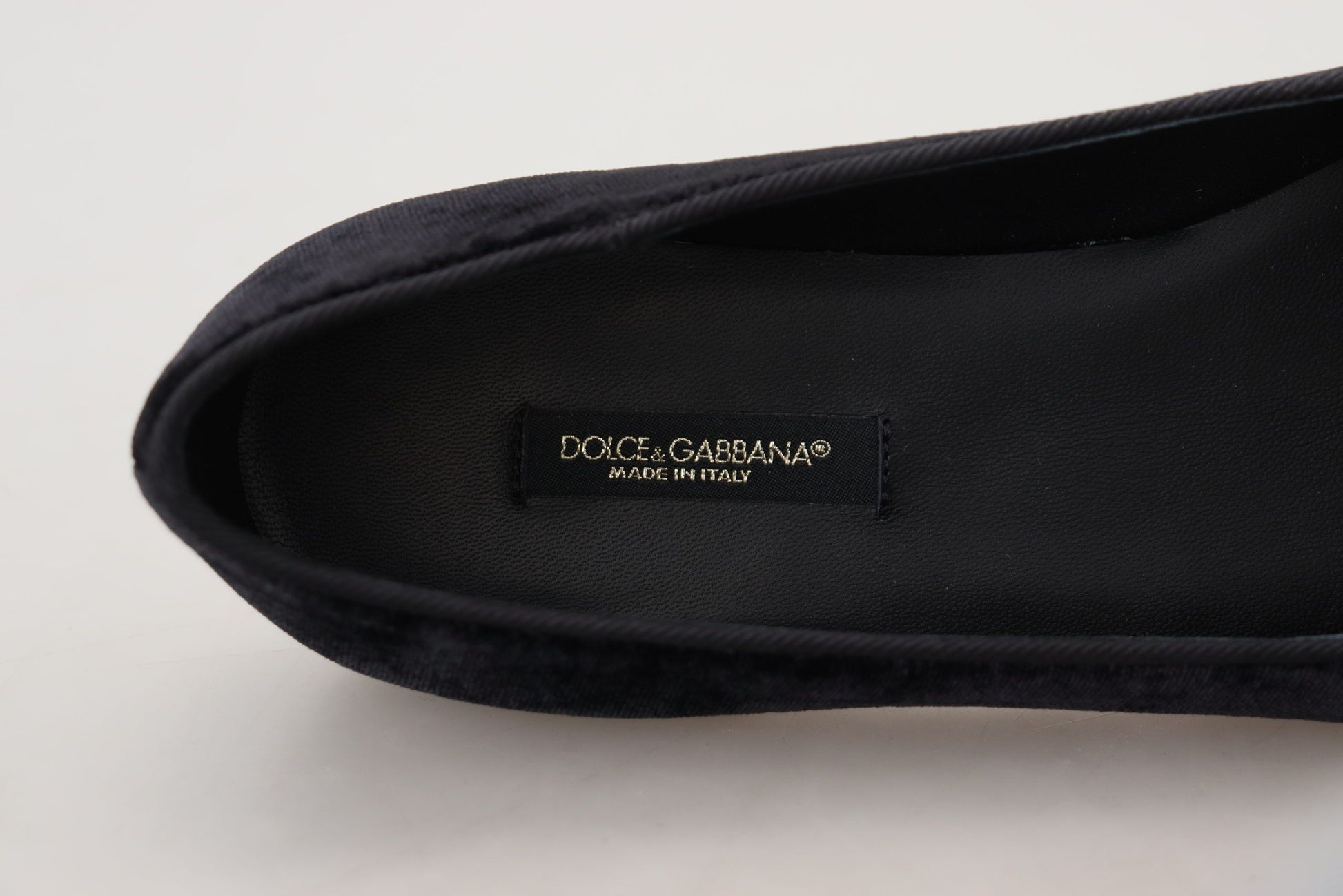 Mocassins plats à enfiler en velours noir Dolce &amp; Gabbana