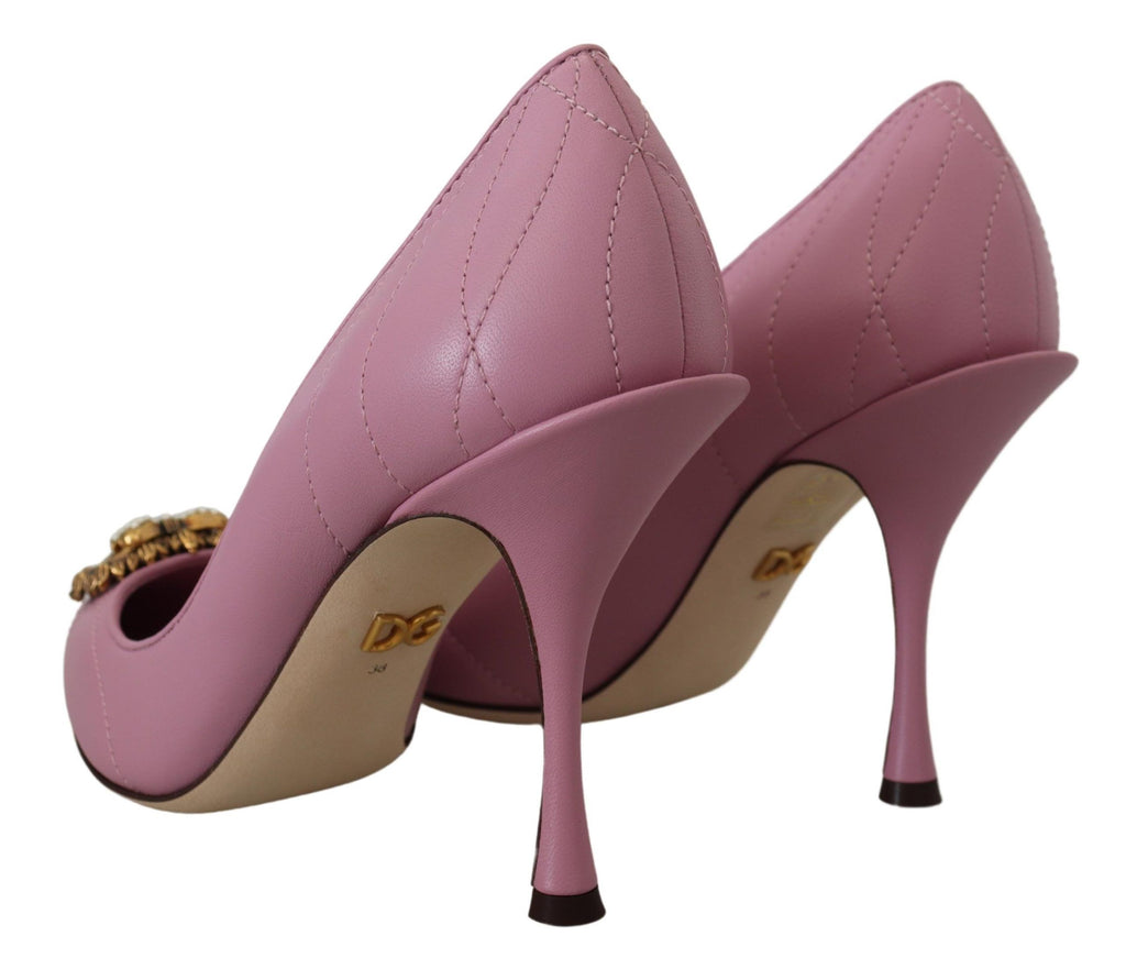 Escarpins à talons Dolce &amp; Gabbana en cuir rose avec cœur DEVOTION