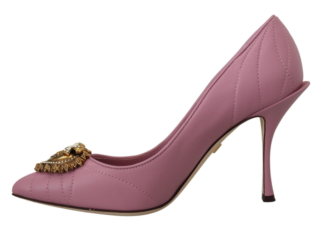 Escarpins à talons Dolce &amp; Gabbana en cuir rose avec cœur DEVOTION