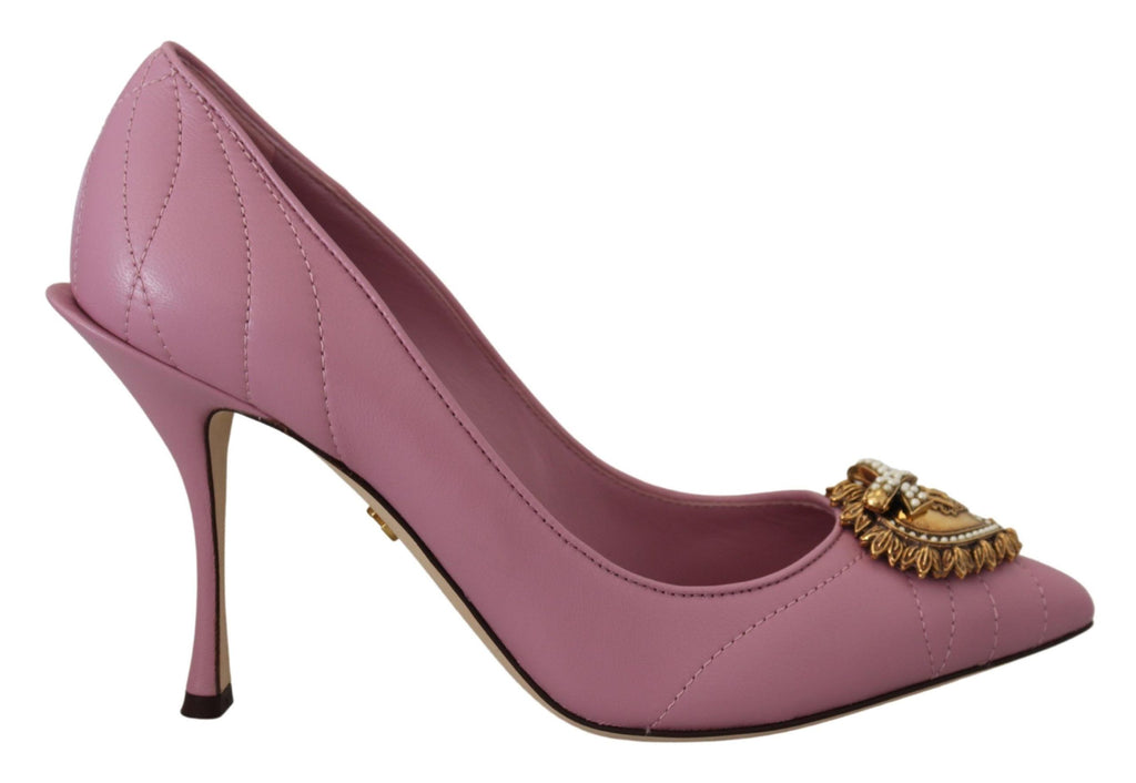 Escarpins à talons Dolce &amp; Gabbana en cuir rose avec cœur DEVOTION