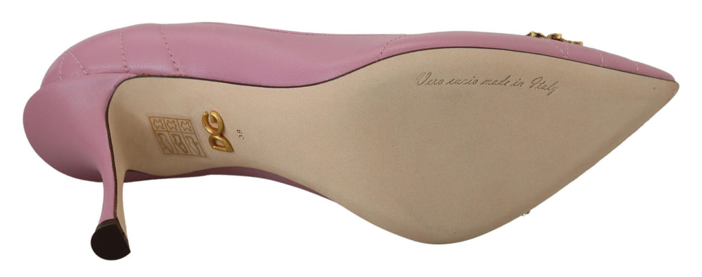 Escarpins à talons Dolce &amp; Gabbana en cuir rose avec cœur DEVOTION