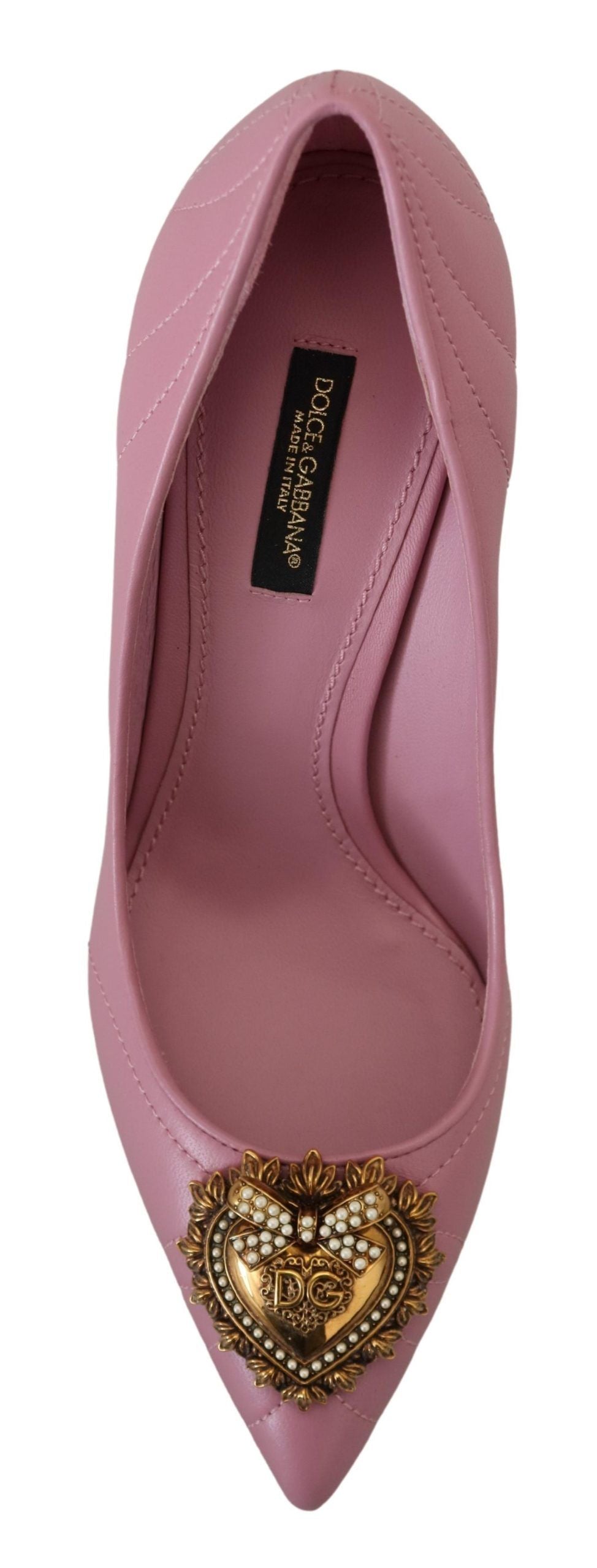 Escarpins à talons Dolce &amp; Gabbana en cuir rose avec cœur DEVOTION