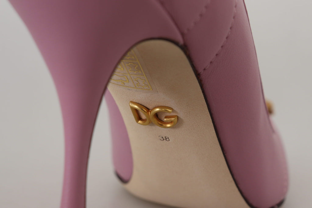 Escarpins à talons Dolce &amp; Gabbana en cuir rose avec cœur DEVOTION
