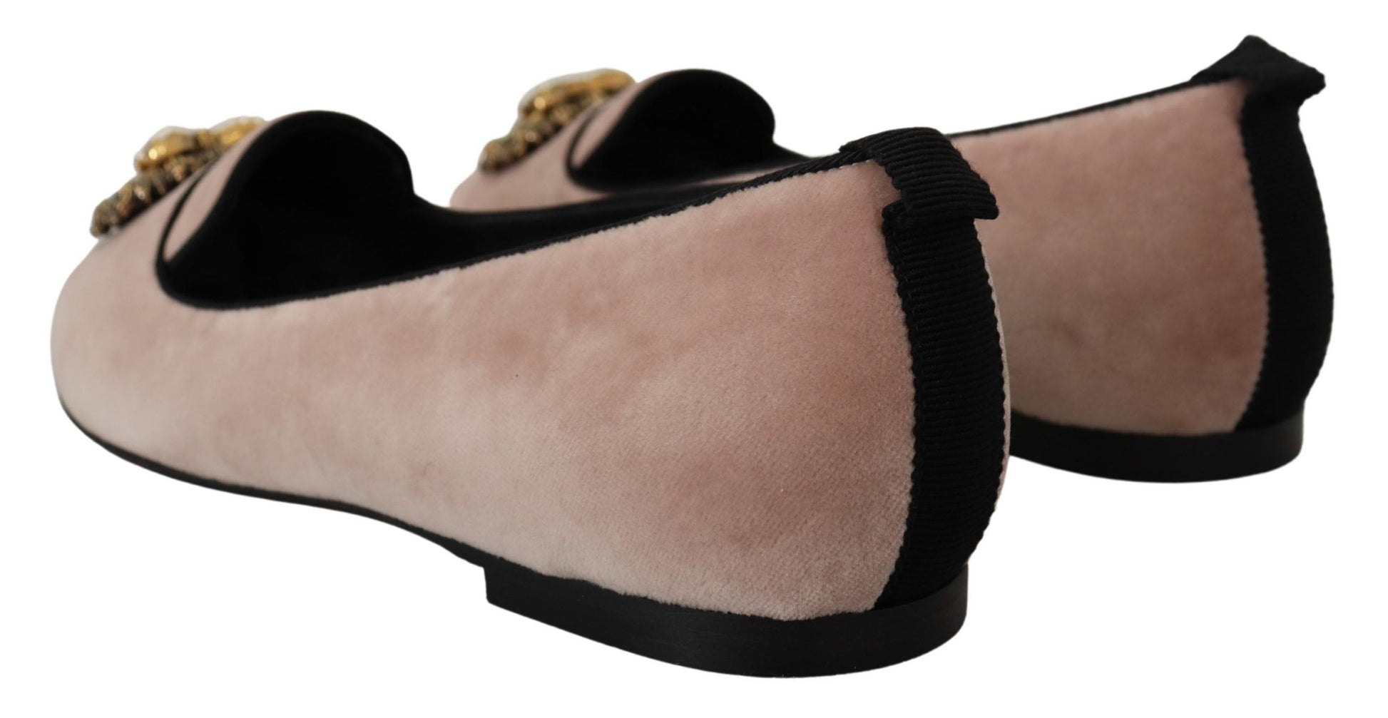 Mocassins plats à enfiler en velours rose Dolce &amp; Gabbana