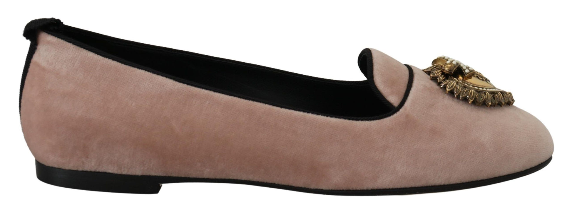 Mocassins plats à enfiler en velours rose Dolce &amp; Gabbana