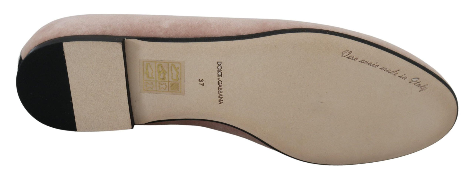 Mocassins plats à enfiler en velours rose Dolce &amp; Gabbana