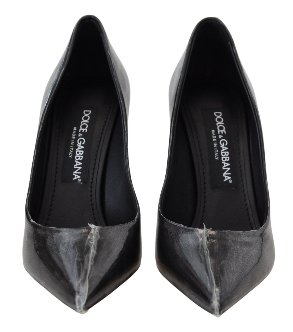 Escarpins à talons en cuir noir Dolce &amp; Gabbana, chaussures enveloppées de plastique