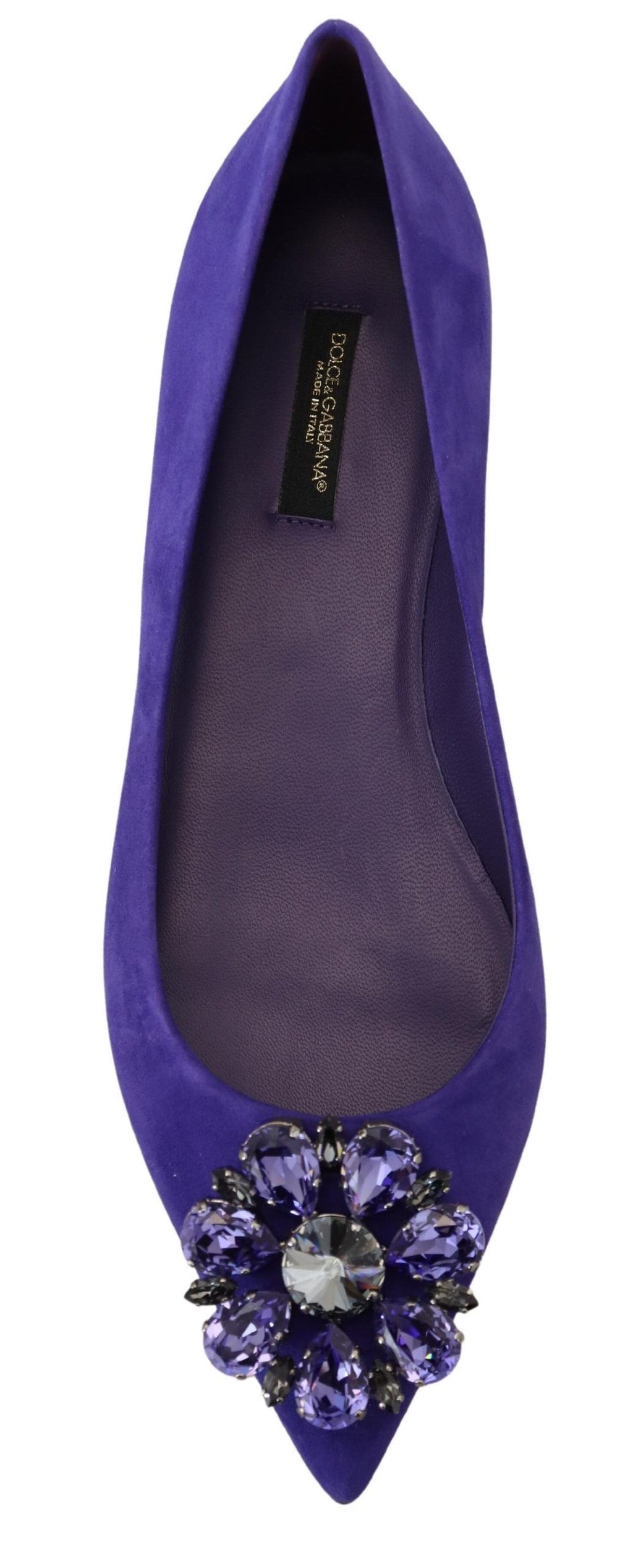 Mocassins plats Dolce &amp; Gabbana en daim violet avec cristaux