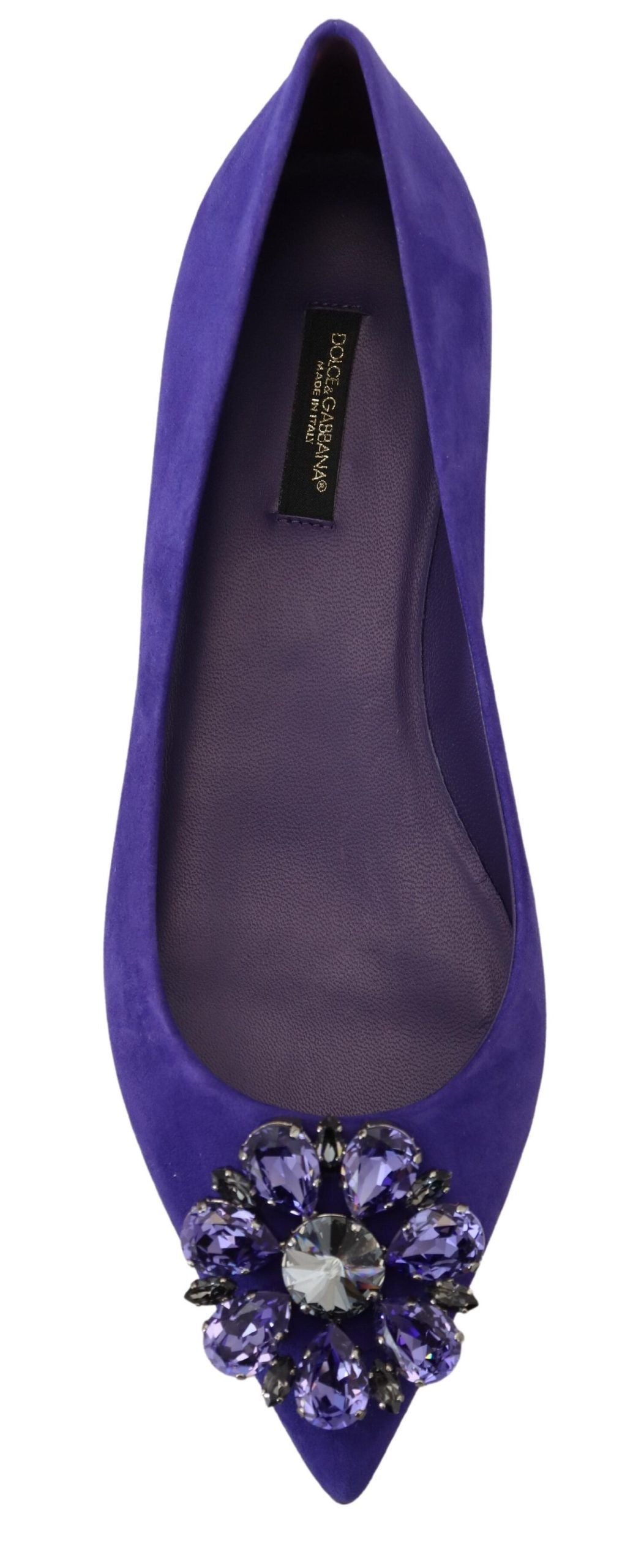 Mocassins plats Dolce &amp; Gabbana en daim violet avec cristaux