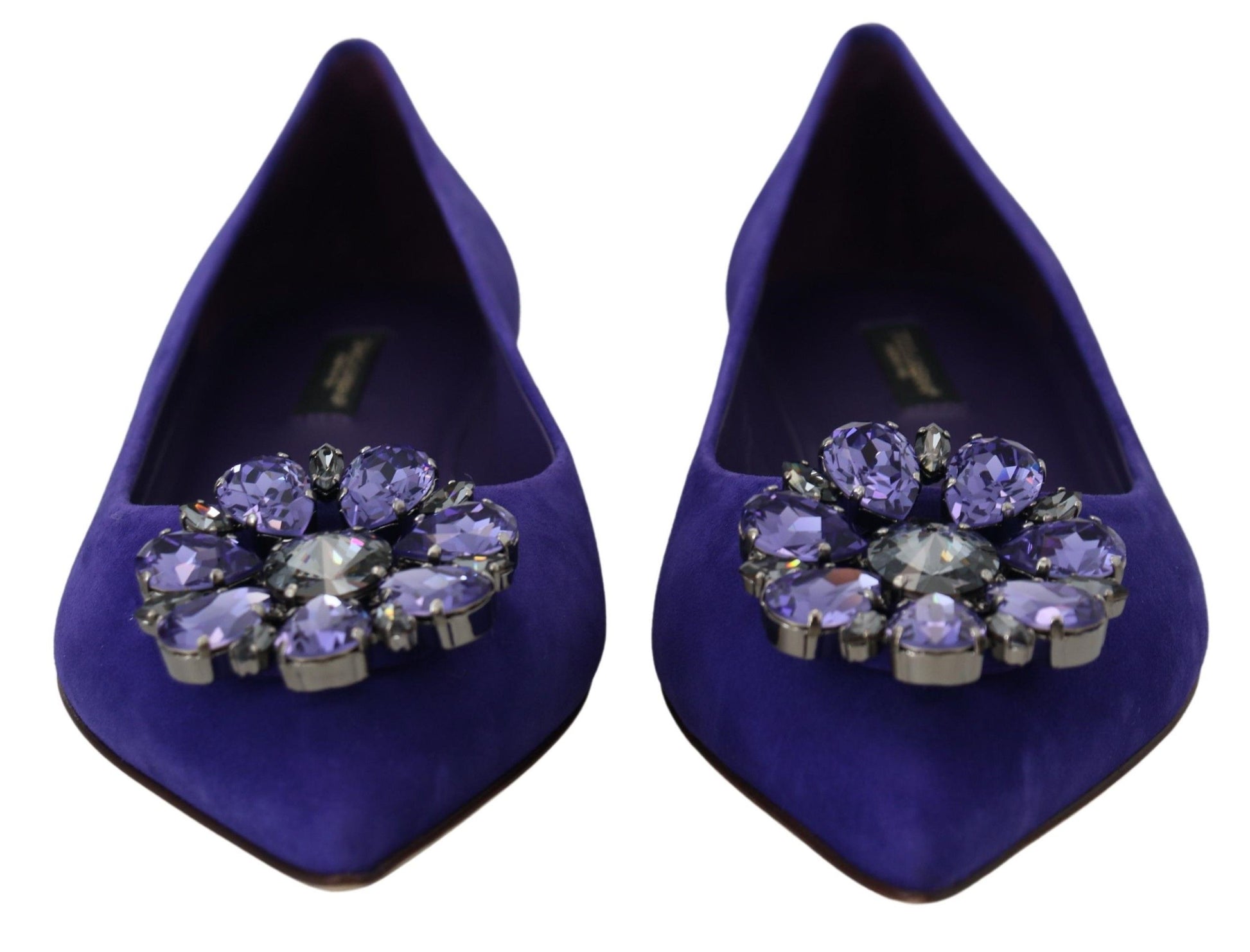 Mocassins plats Dolce &amp; Gabbana en daim violet avec cristaux