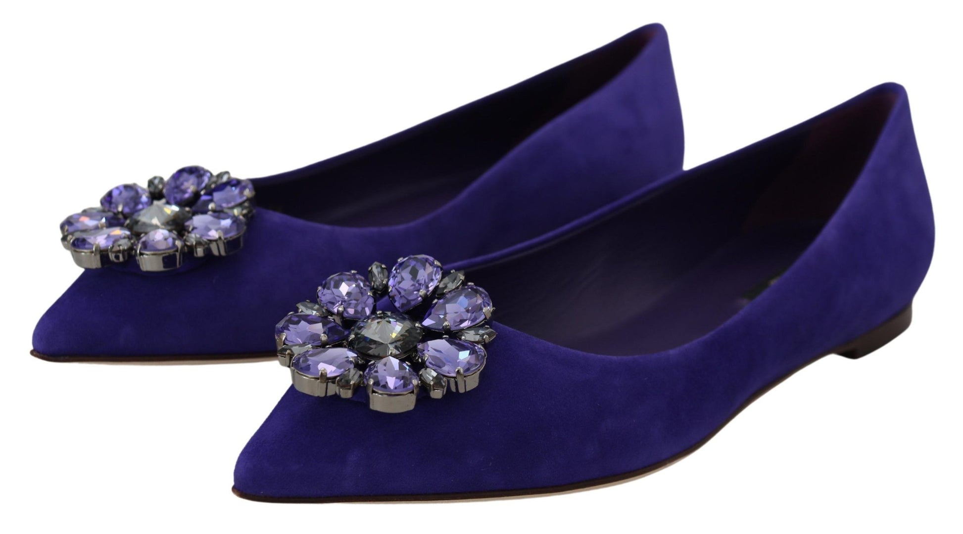 Mocassins plats Dolce &amp; Gabbana en daim violet avec cristaux