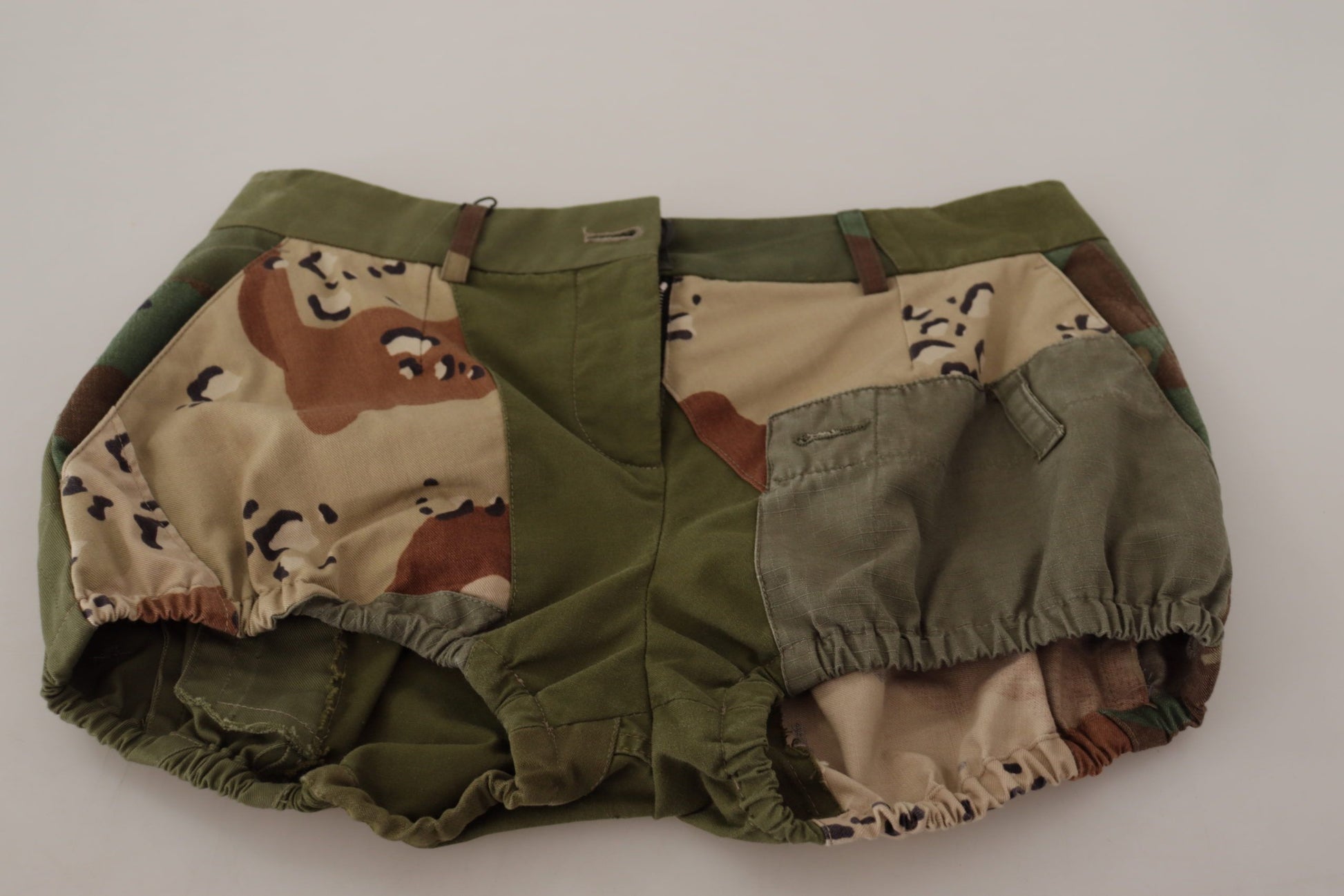 Dolce &amp; Gabbana Short taille haute en coton vert style militaire