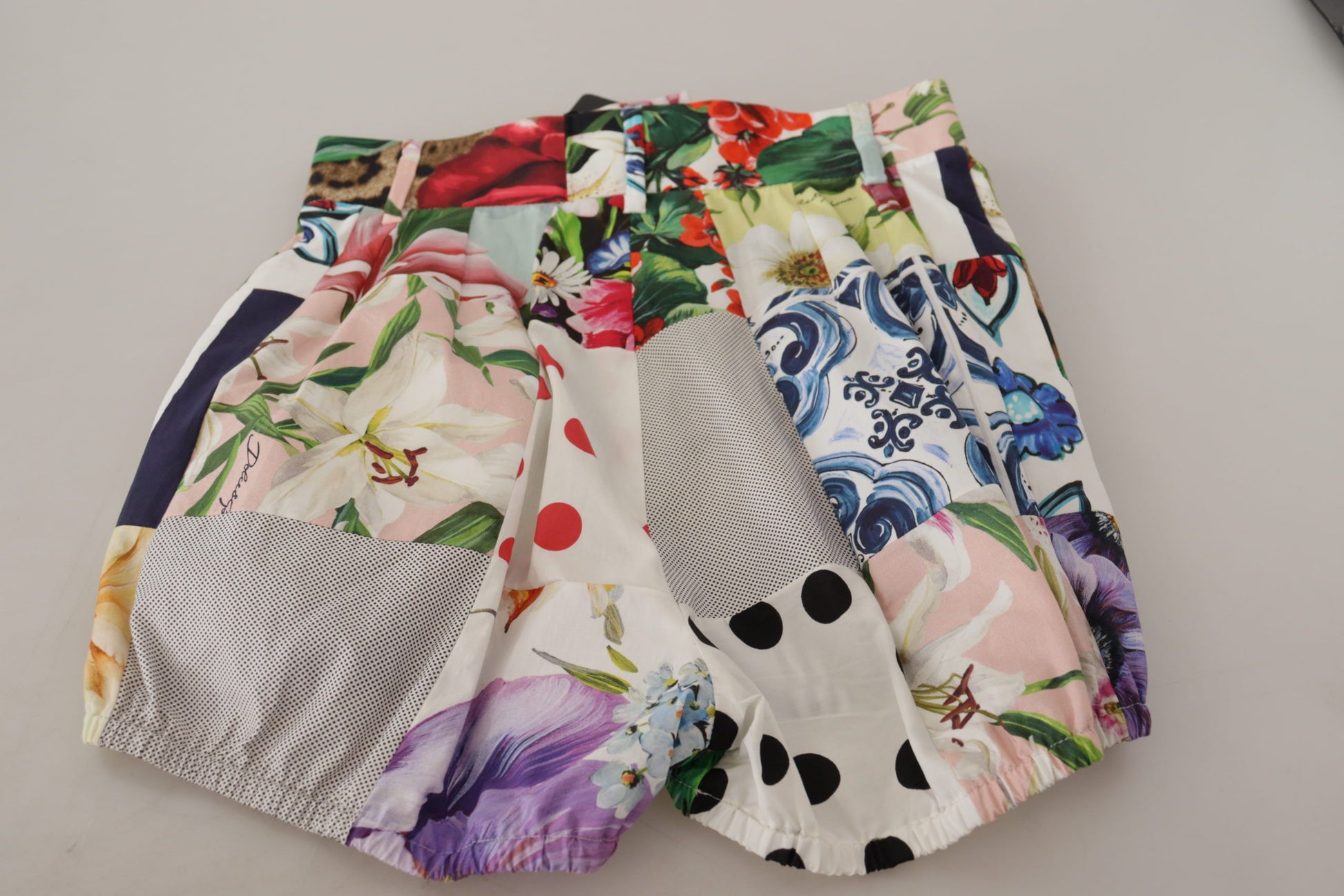 Short taille haute en coton patchwork multicolore Dolce &amp; Gabbana