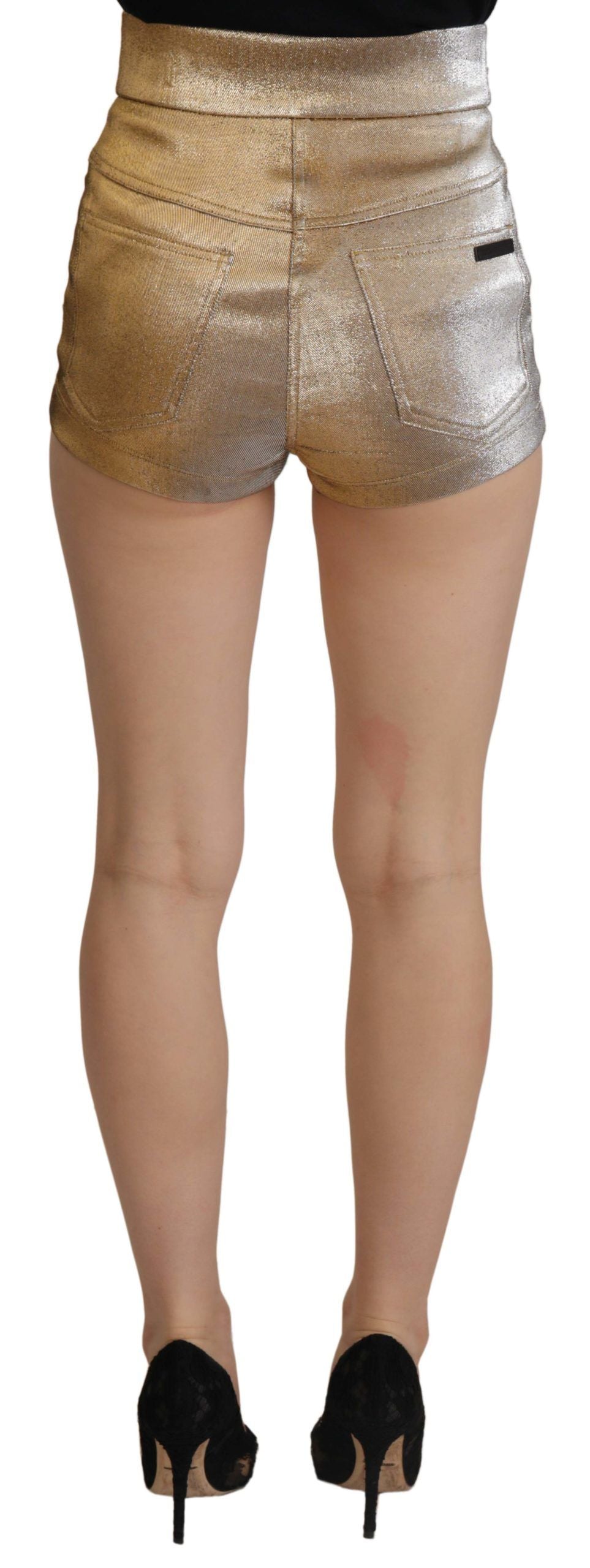Short chaud pailleté en coton mélangé doré Dolce &amp; Gabbana
