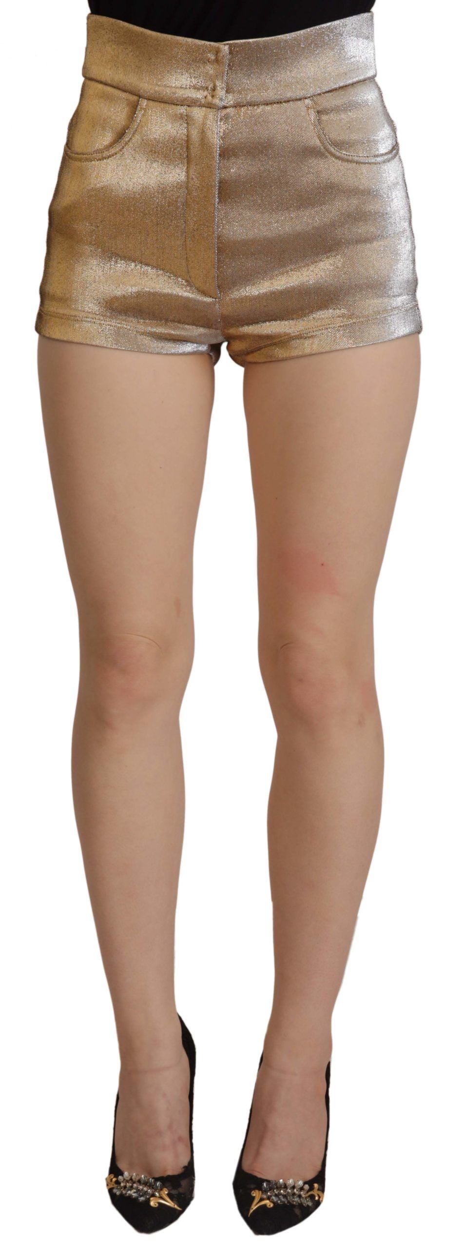 Short chaud pailleté en coton mélangé doré Dolce &amp; Gabbana