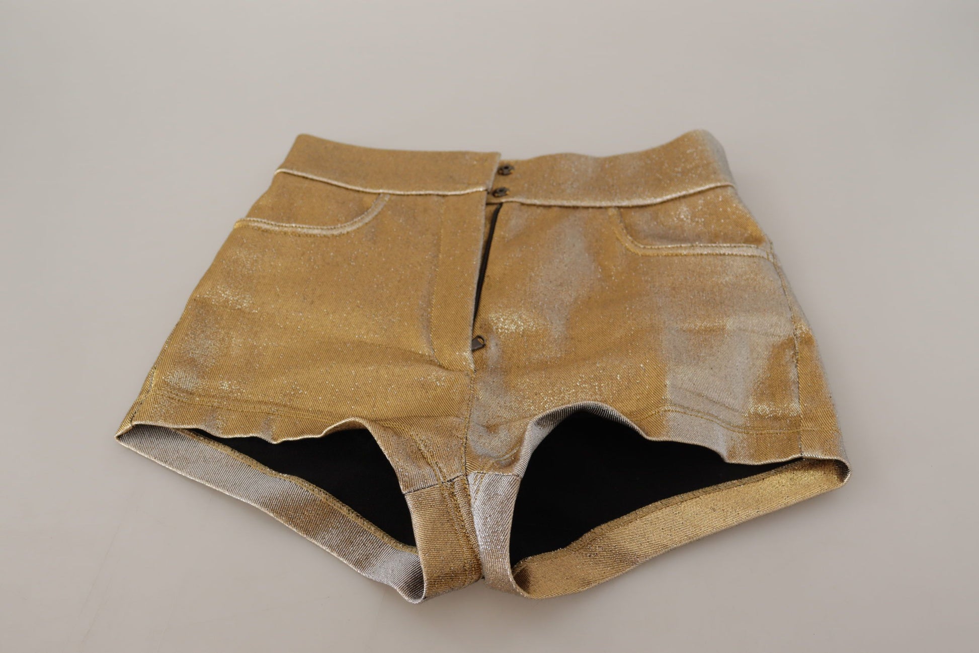 Short chaud pailleté en coton mélangé doré Dolce &amp; Gabbana
