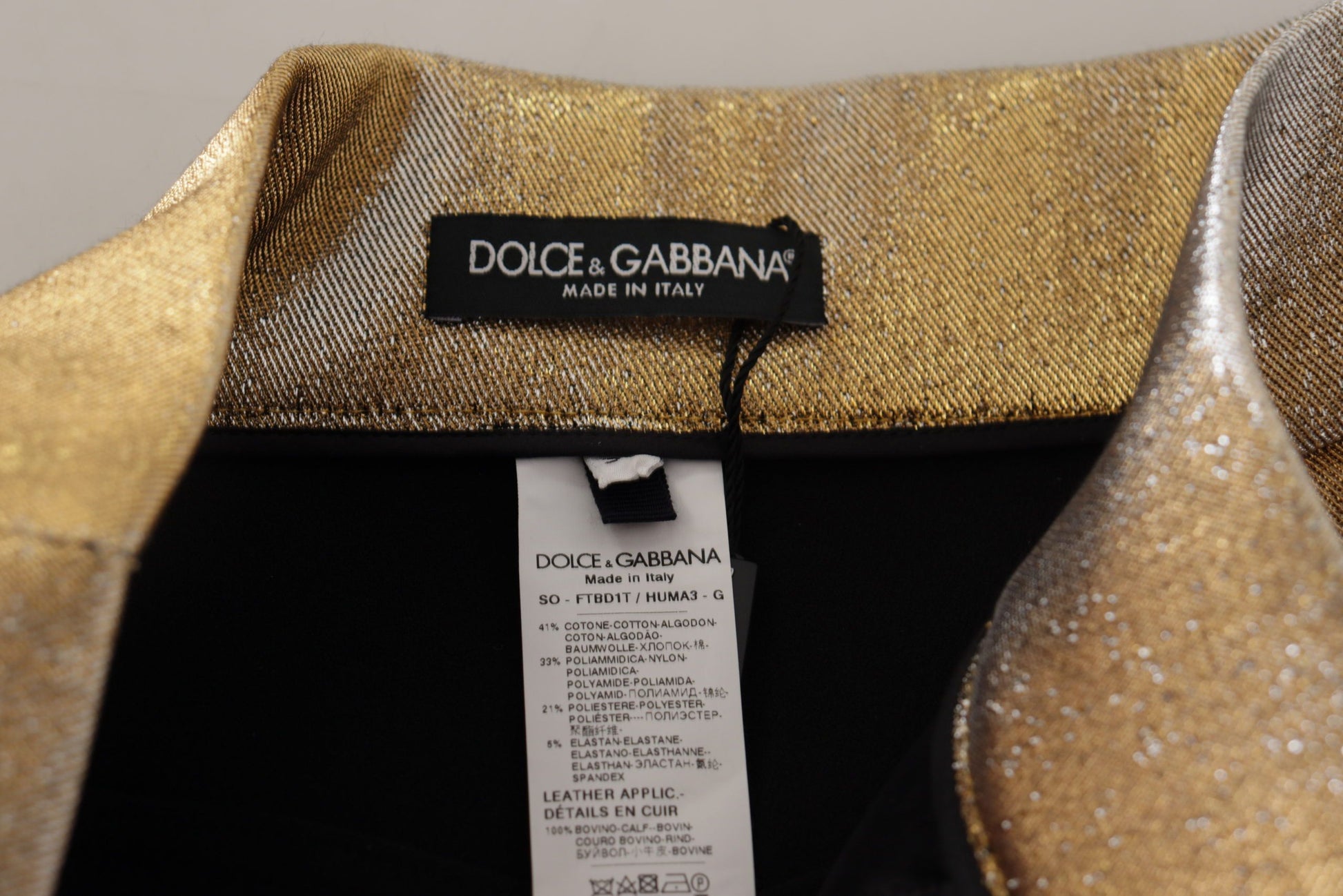 Short chaud pailleté en coton mélangé doré Dolce &amp; Gabbana