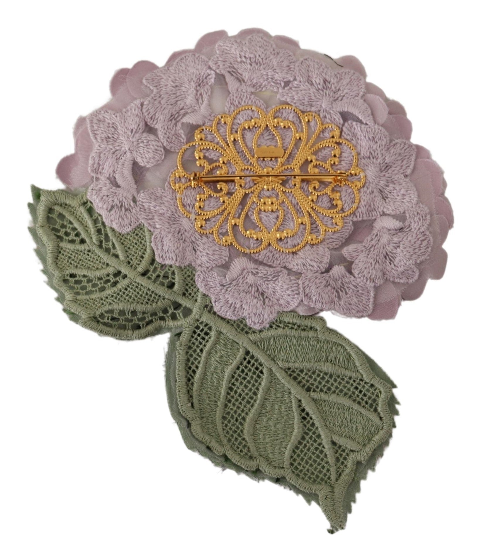 Broche Dolce &amp; Gabbana en laiton doré à motif floral violet pour femme
