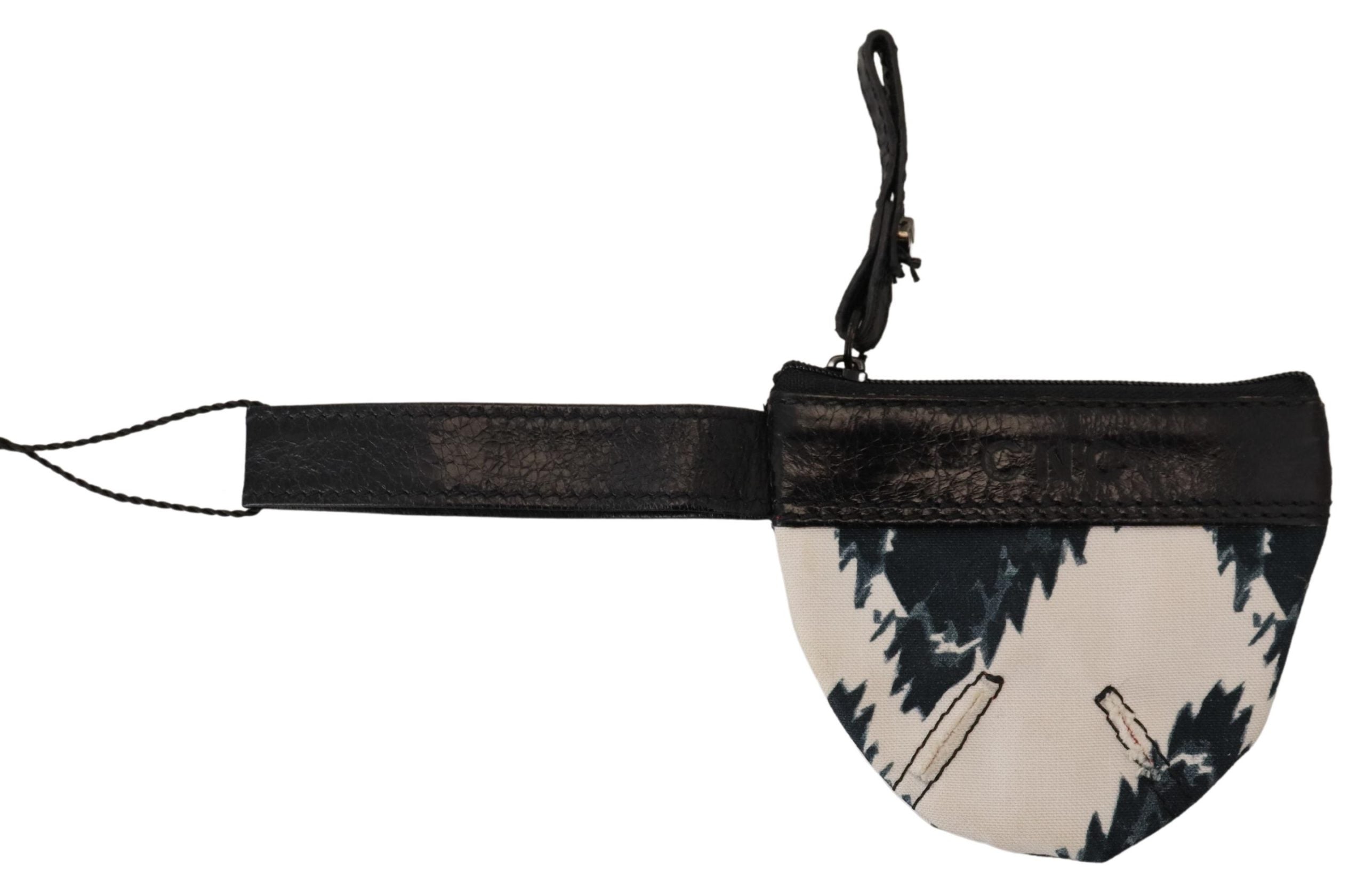 Portefeuille à sangle en cuir véritable blanc Costume National