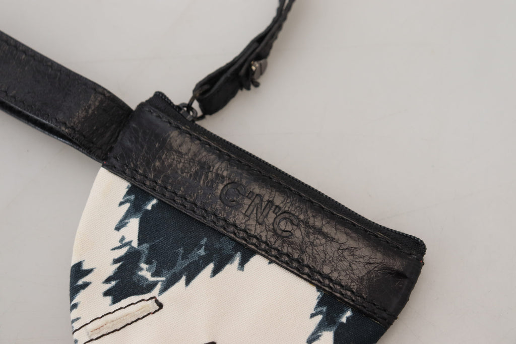 Portefeuille à sangle en cuir véritable blanc Costume National