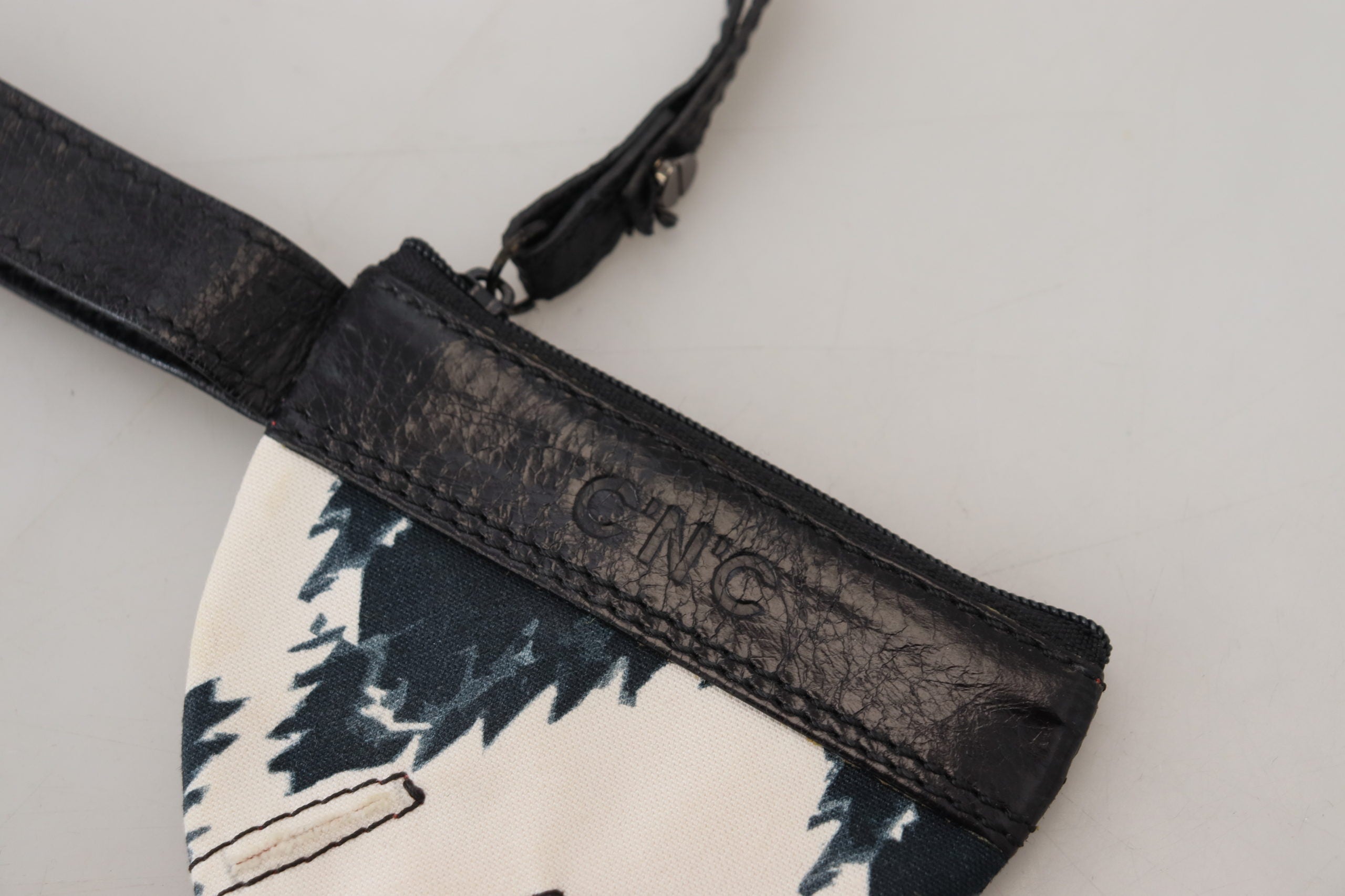 Portefeuille à sangle en cuir véritable blanc Costume National