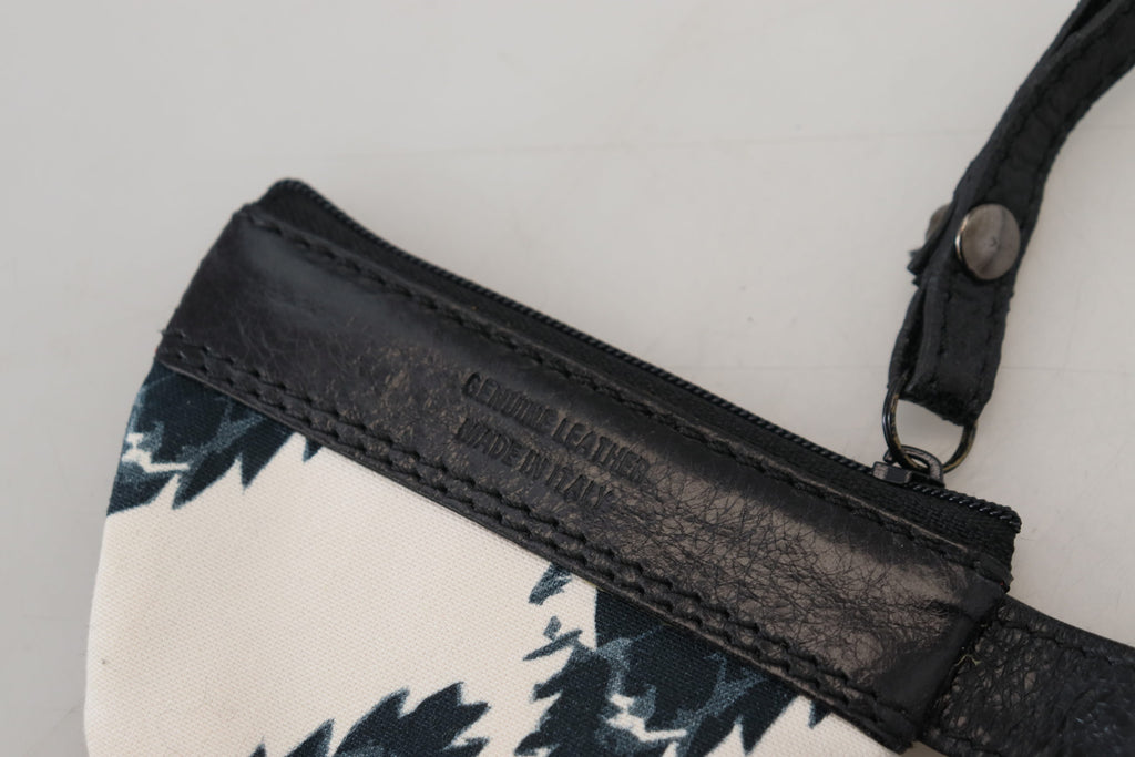 Portefeuille à sangle en cuir véritable blanc Costume National