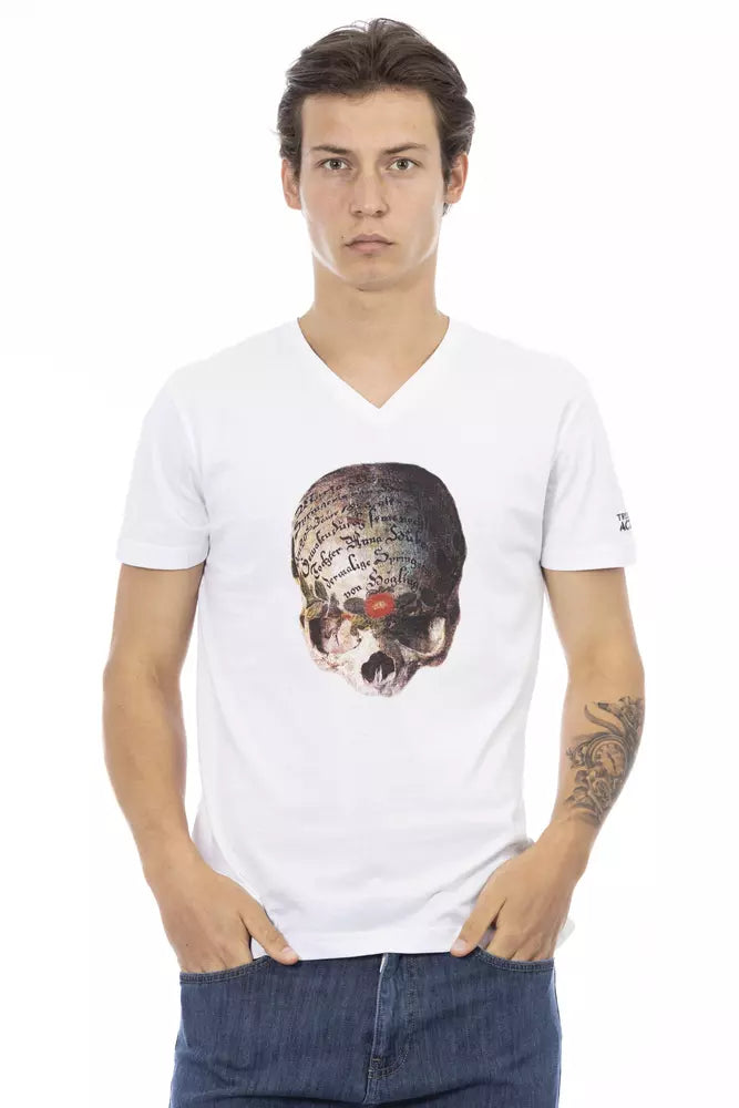 T-shirt col V Trussardi Action en coton blanc pour homme