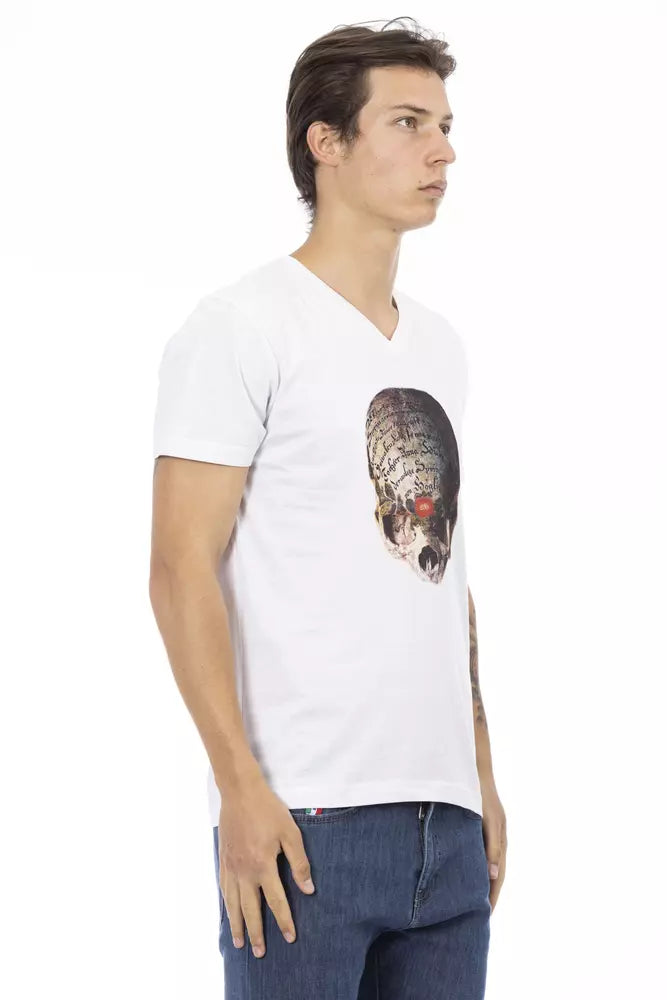 T-shirt col V Trussardi Action en coton blanc pour homme