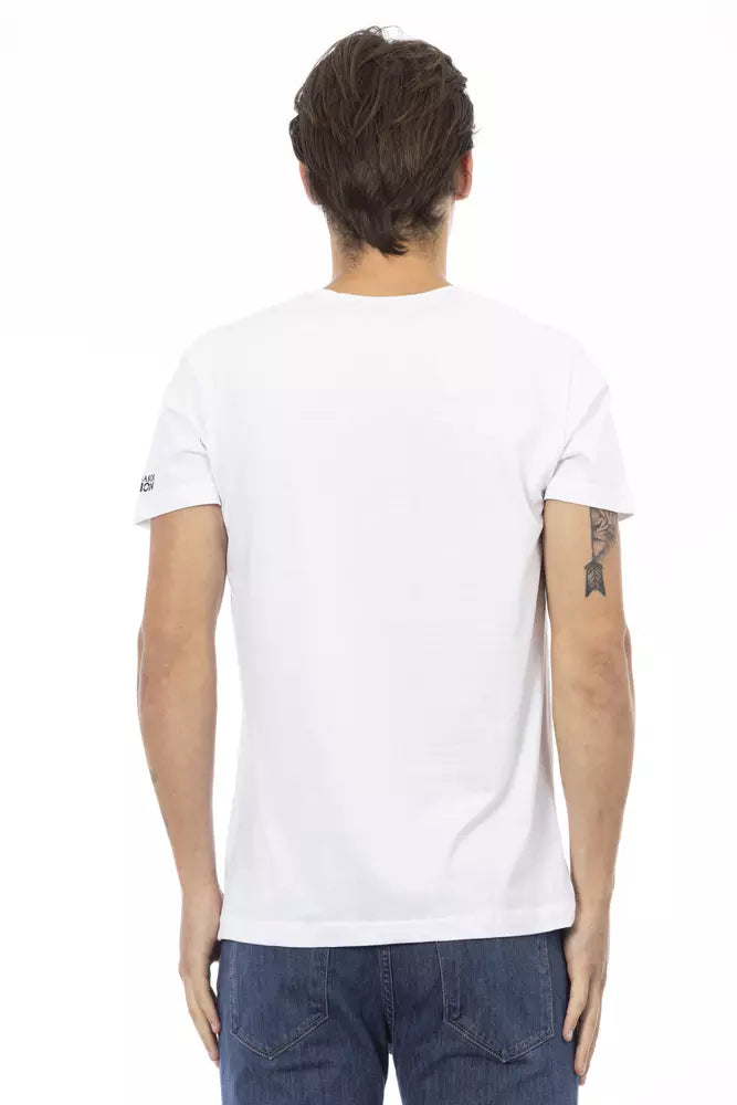 T-shirt col V Trussardi Action en coton blanc pour homme