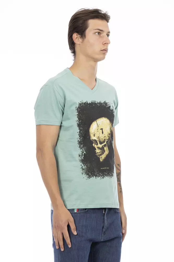 T-shirt col V Trussardi Action en coton vert pour homme