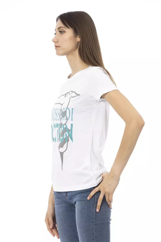 T-shirt blanc imprimé Trussardi Action Chic : un indispensable de la garde-robe estivale