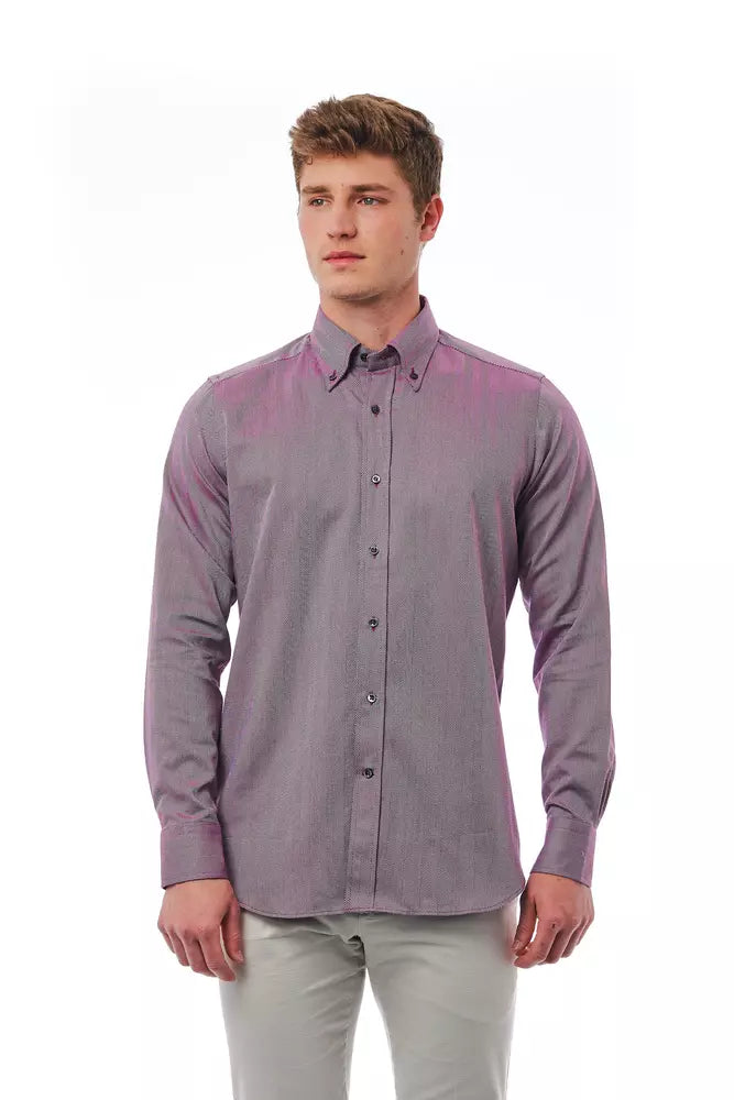 Chemise homme en coton bordeaux Bagutta