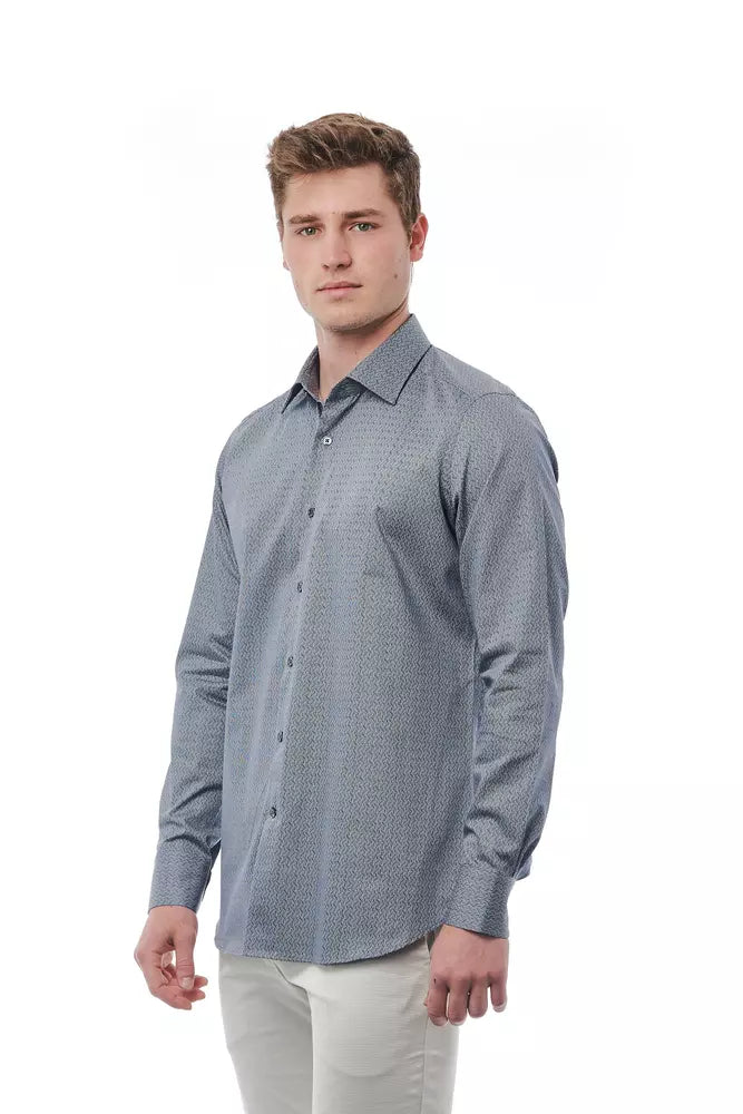 Chemise homme en coton noir Bagutta