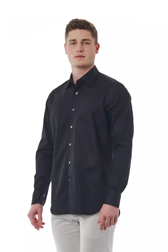 Chemise homme en coton noir Bagutta