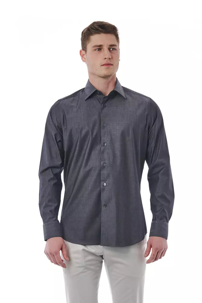 Chemise homme en coton gris Bagutta