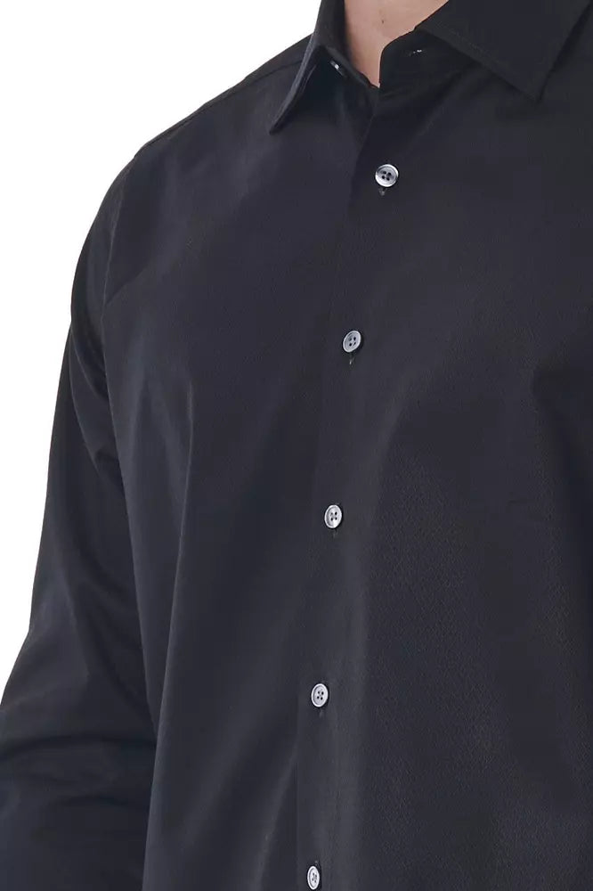 Chemise homme en coton noir Bagutta