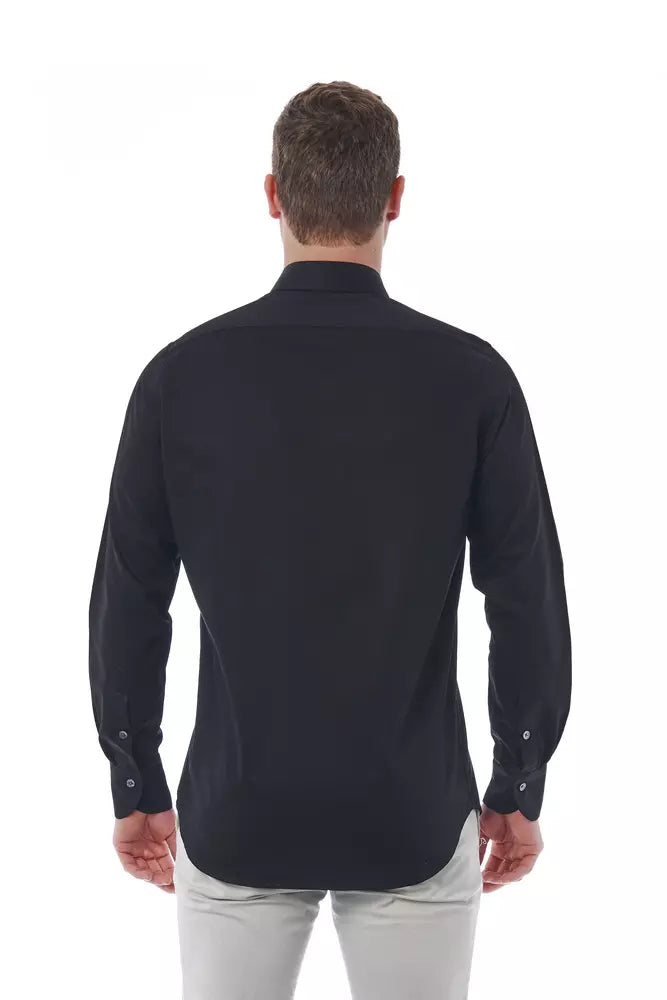 Chemise homme en coton noir Bagutta