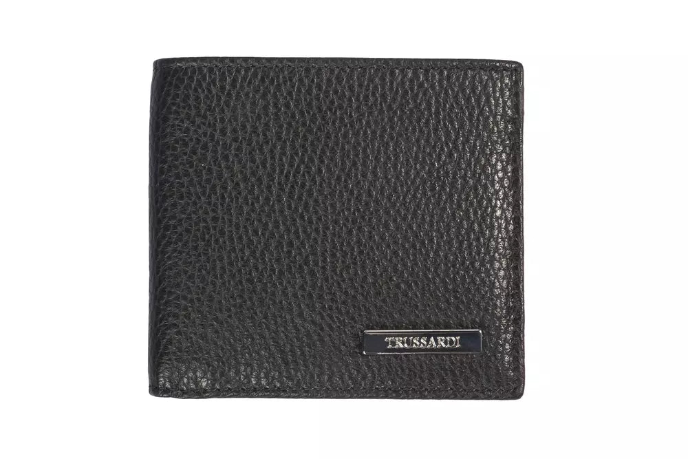 Portefeuille homme en cuir noir Trussardi
