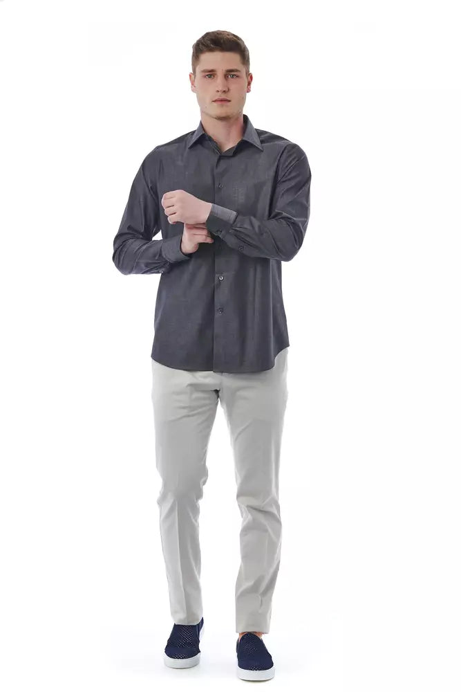 Chemise homme en coton gris Bagutta
