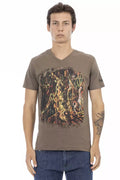 Trussardi Action Brown Cotton Men's V-Neck T-Shirt