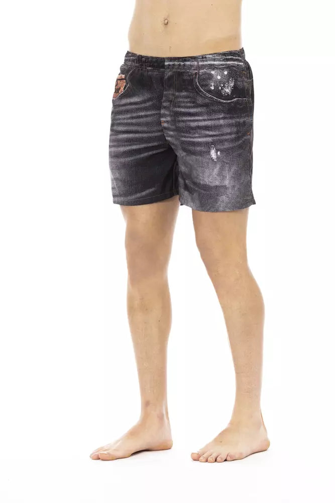 Short de bain noir en polyester Just Cavalli pour homme