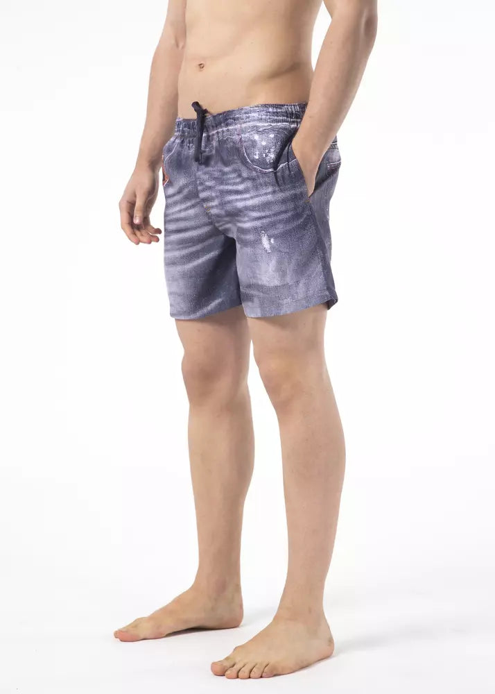 Just Cavalli Blue Polyester Men Swim Shorts
