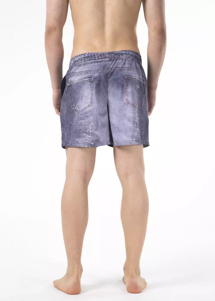 Just Cavalli Blue Polyester Men Swim Shorts