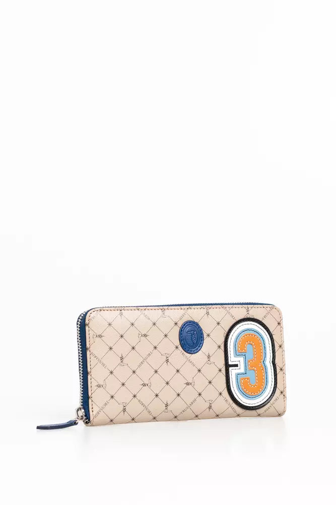 Portefeuille homme en cuir beige Trussardi